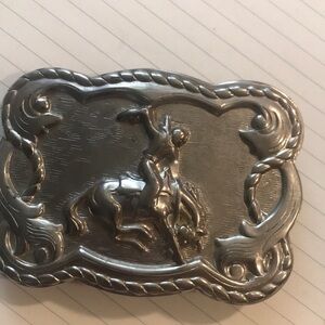 Silvertone bucking bronco cowboy belt buckle